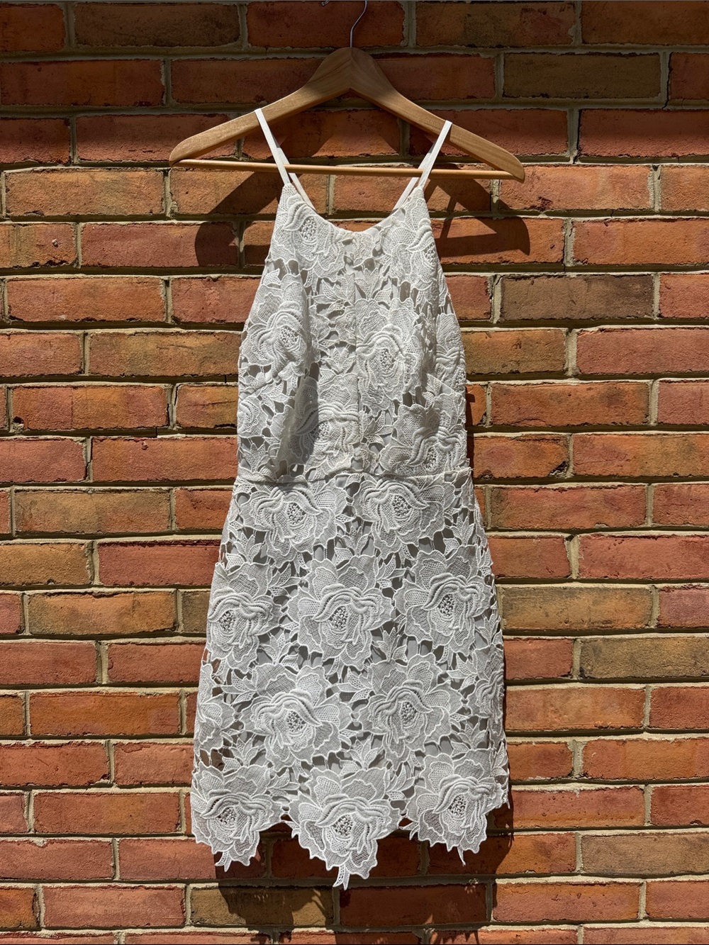 Women's White Lace Halter Dress
